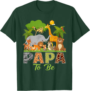 Soon To Be Papa Jungle Animal Safari Baby Announcement T-Shirt - T-Shirt | Forest