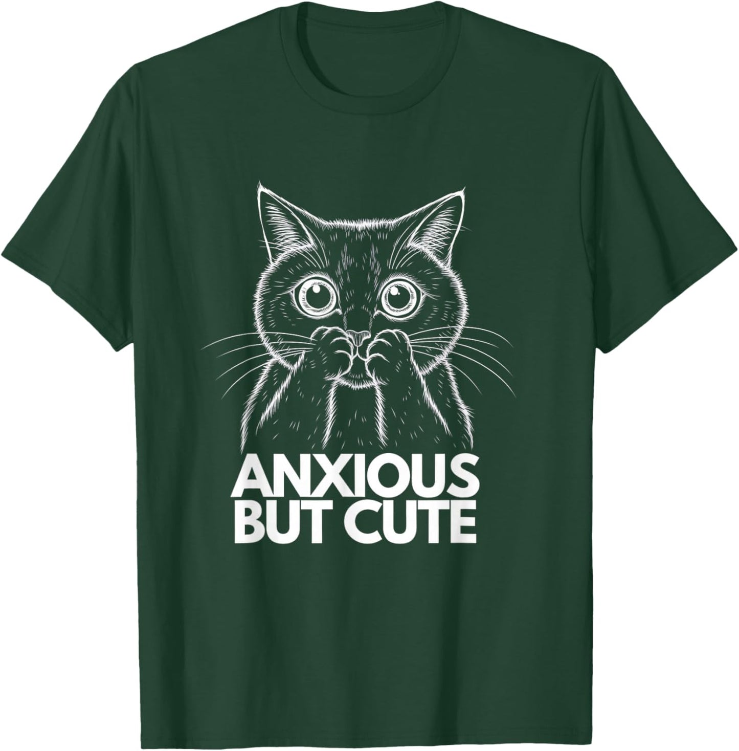 Anxious But Cute Funny Anxiety Meme Cat Lover Introvert T-Shirt - T-Shirt | Forest