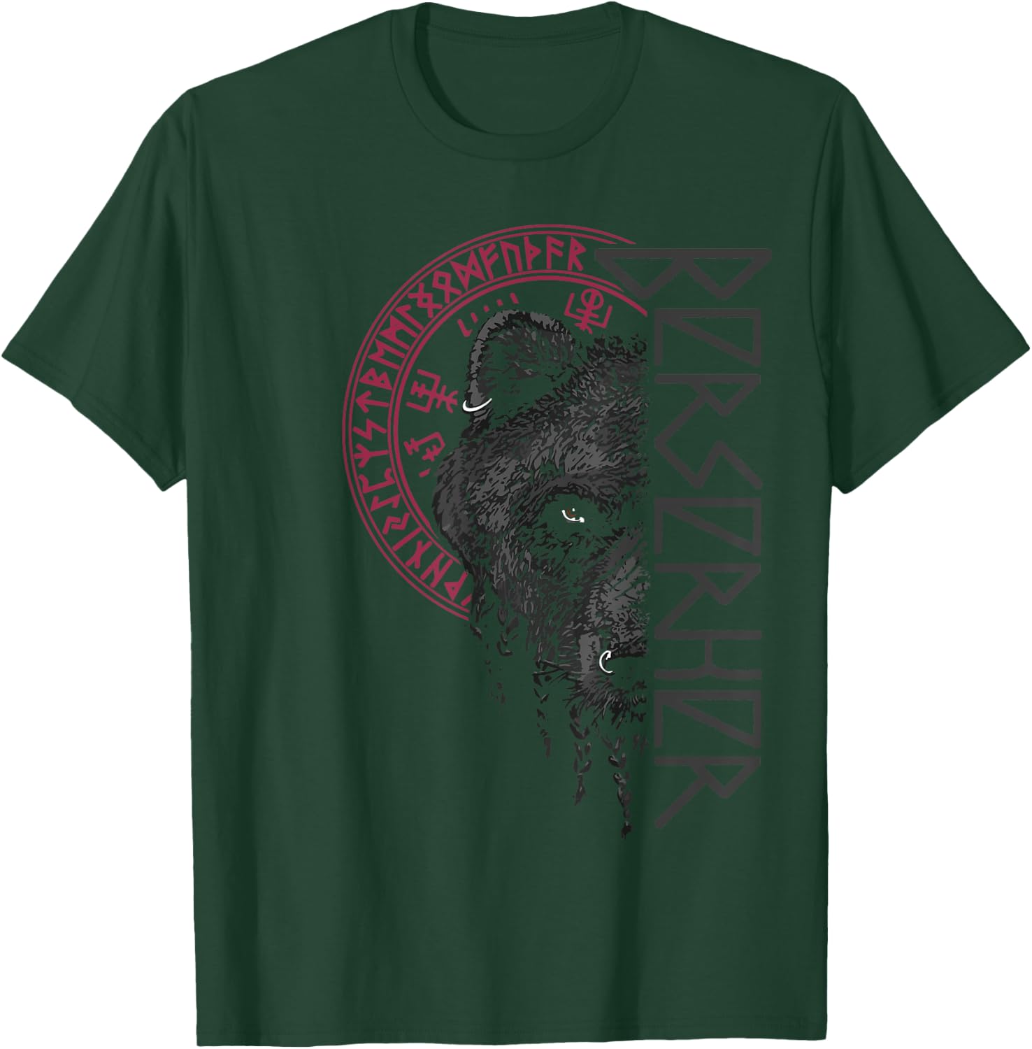 Berserk Bear Warrior Odin Runes Norse Compass Viking T-Shirt - T-Shirt | Forest