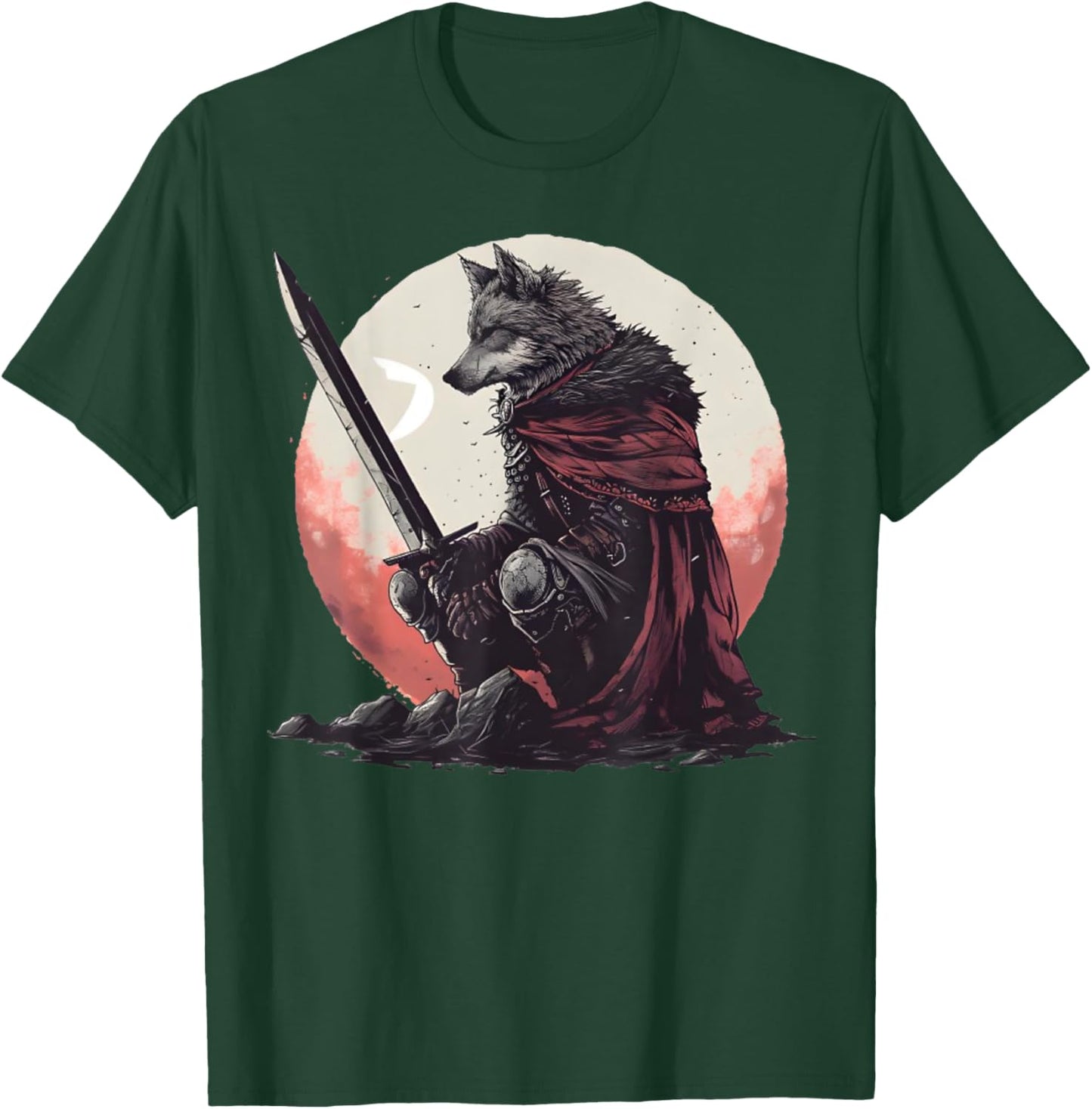 Majestic Sad Wolf Artwork - Wolf Sword T-Shirt - T-Shirt | Forest