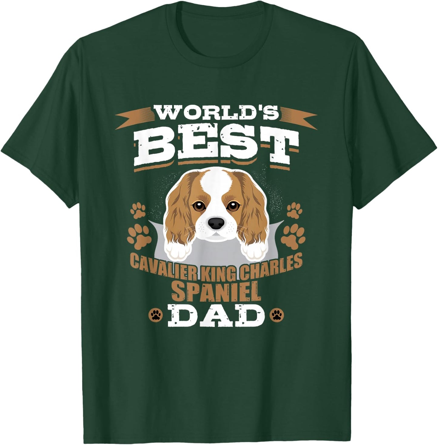 World's Best Cavalier King Charles Spaniel Dad Dog Owner T-Shirt - T-Shirt | Forest