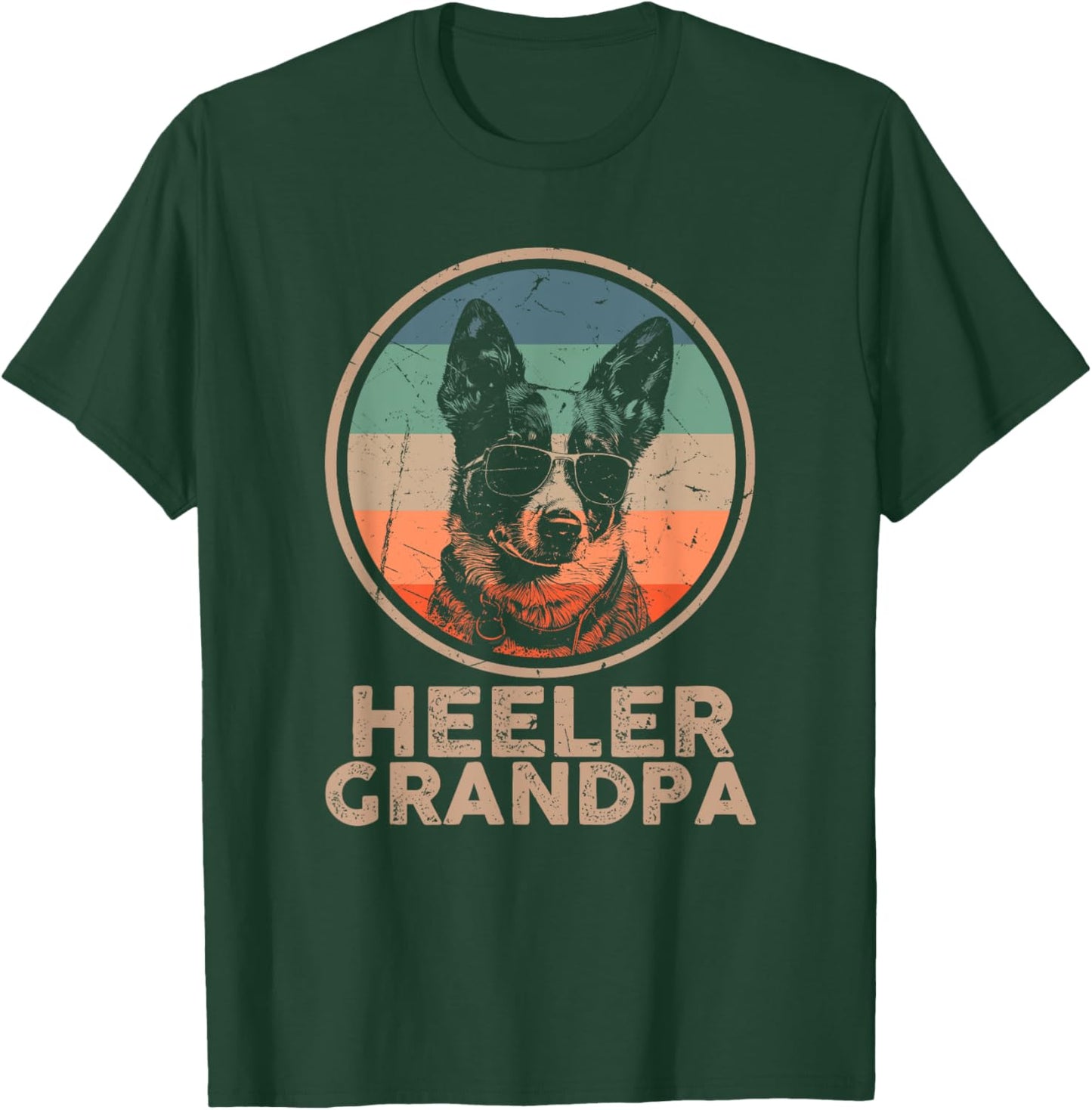 Vintage Heeler Dog Grandpa Grandpaw Dog Lover Gifts Men Dad T-Shirt - T-Shirt | Forest