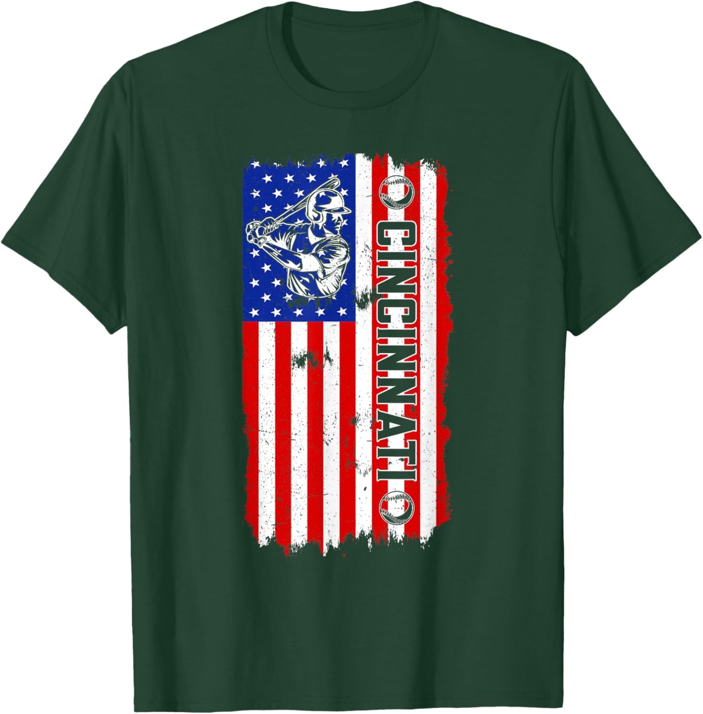 Vintage Style Cincinnati Baseball and Men T-Shirt - T-Shirt | Forest