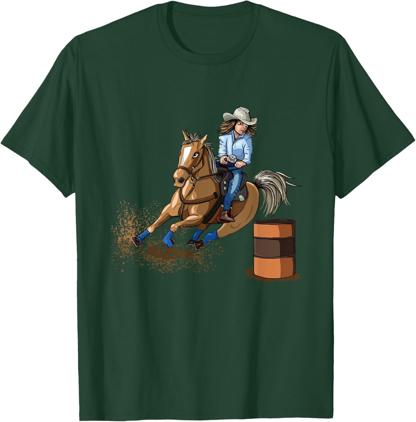 Barrel Racing Horse Country Western Riding Girl Kid T-Shirt - T-Shirt | Forest