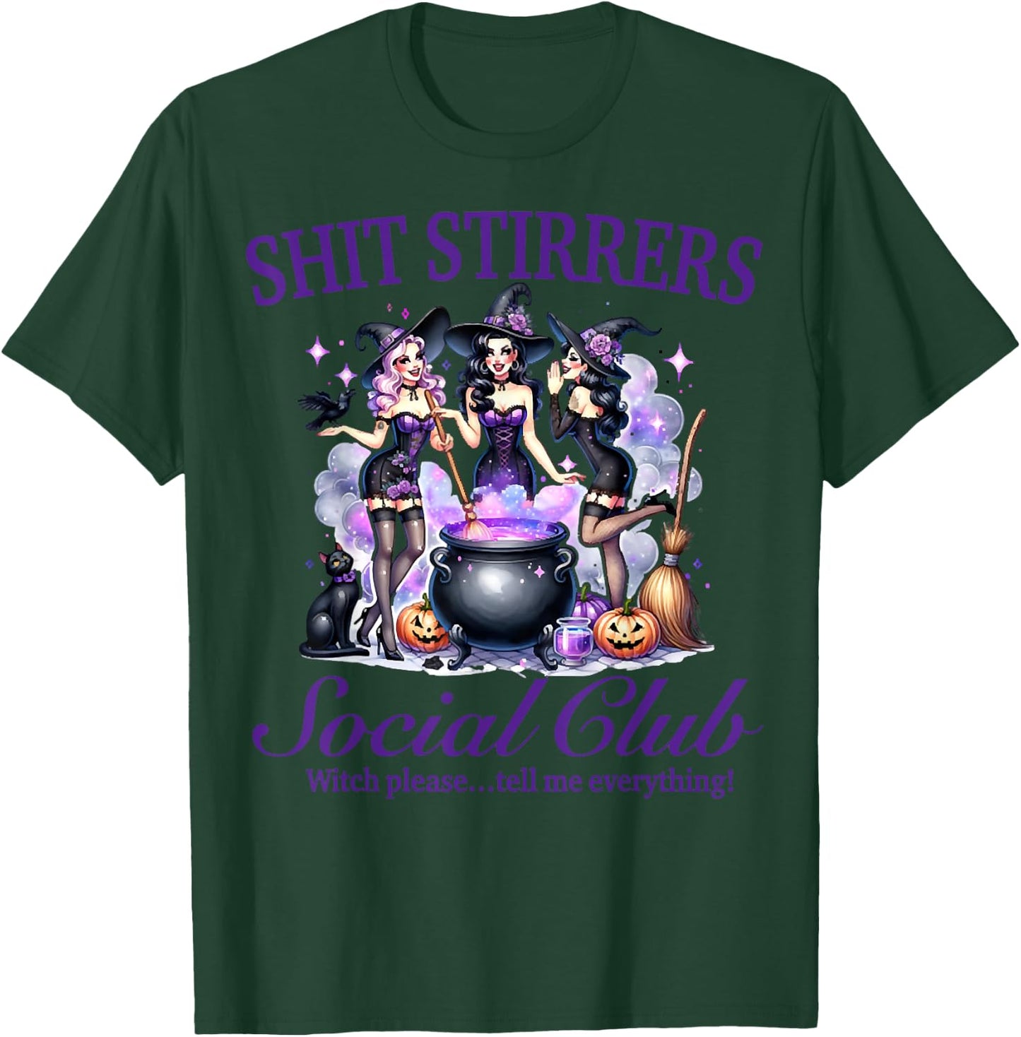 Shit Stirrers Social Club Purple Witches Halloween Outfit T-Shirt - T-Shirt | Forest