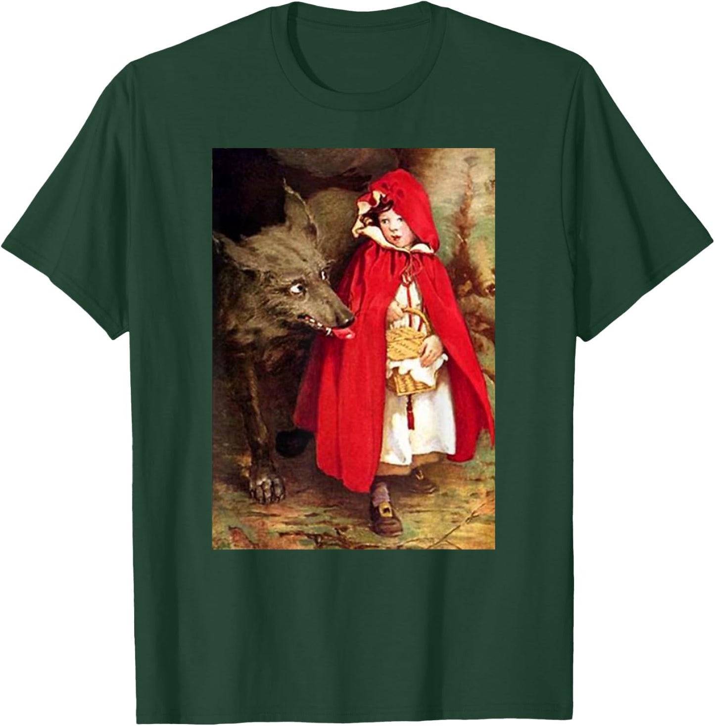 Vintage Fairytales Bad Wolf and Little Red Riding Hood T-Shirt - T-Shirt | Forest