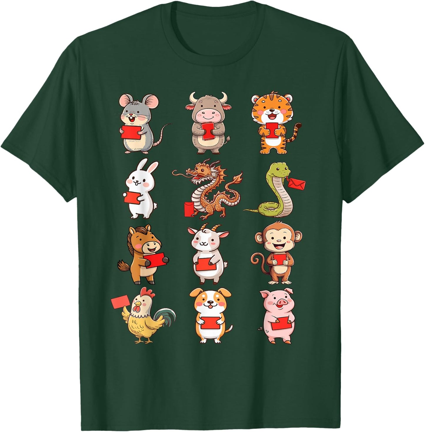 Chinese Zodiac Animals Rabbit Snake Horse Chinese New Year T-Shirt - T-Shirt | Forest