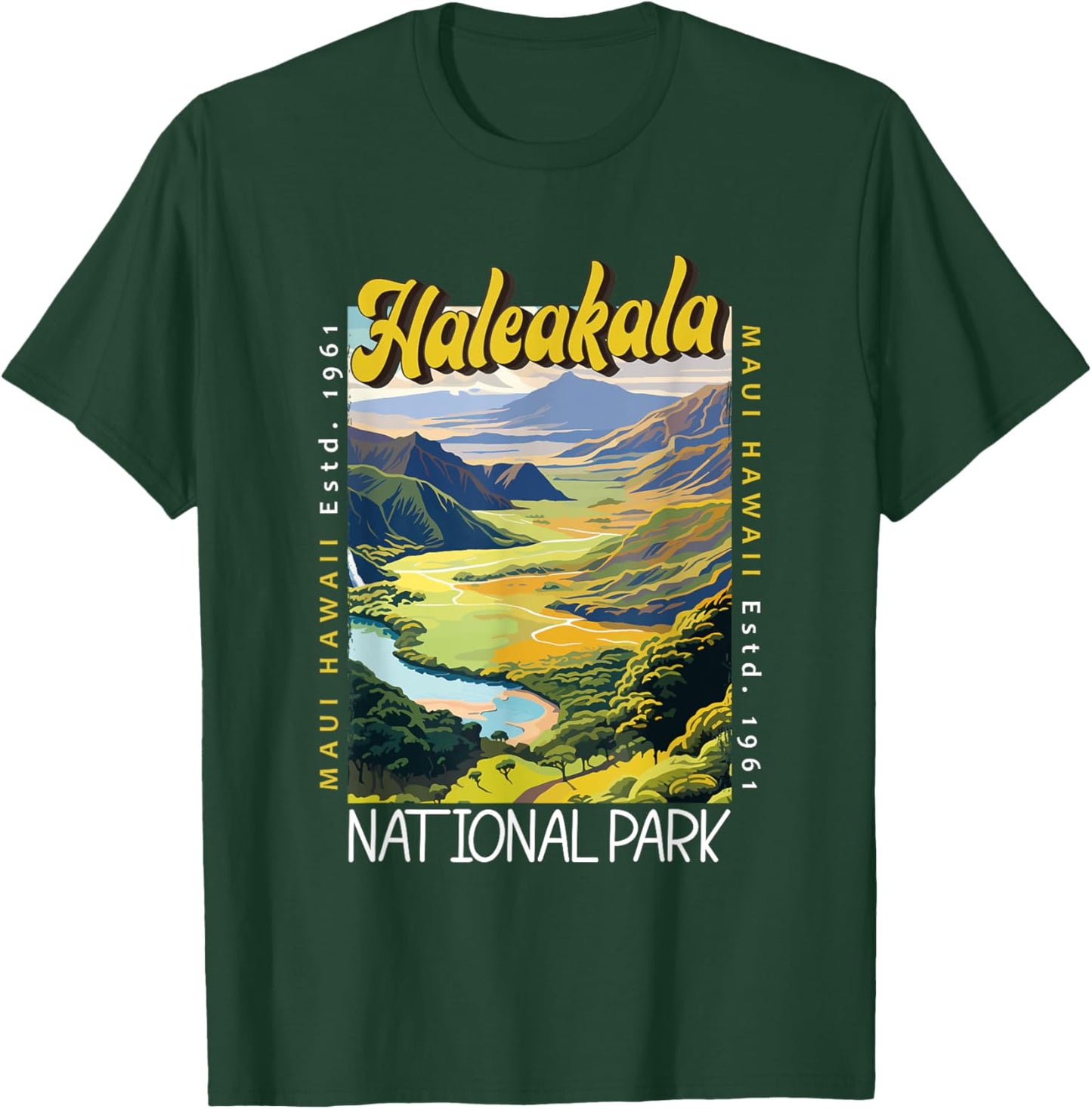 Haleakala National Park Illustration Retro Distressed T-Shirt - T-Shirt | Forest