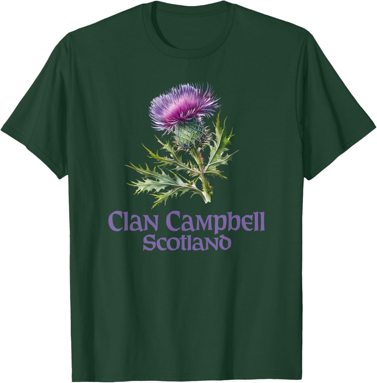 Utopia Sport Clan Campbell Shop Clan Campbell Scotland Watercolor Thistle T-Shirt - T-Shirt | Forest