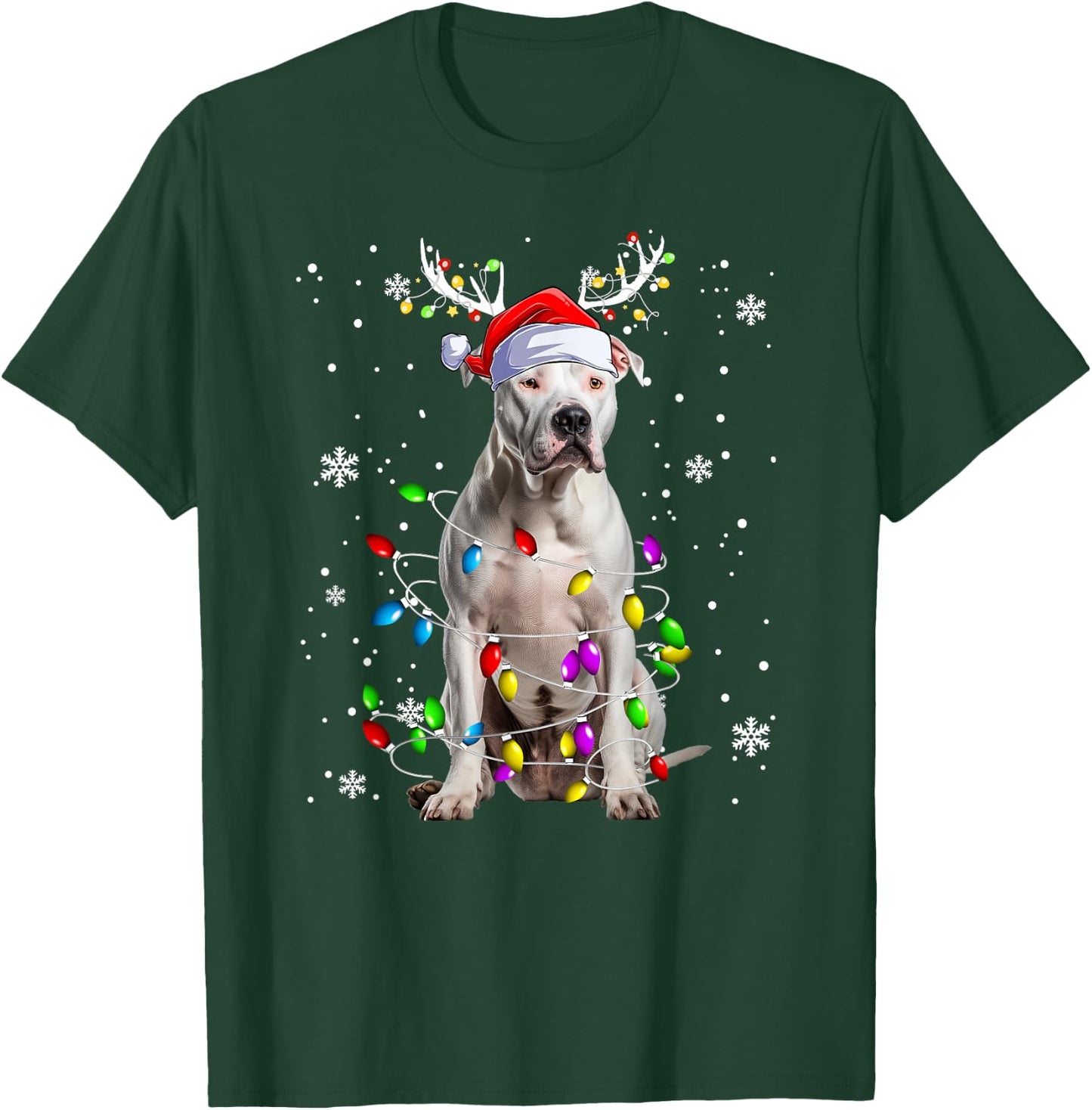 Pitbull Doggy funny Christmas Pitbull dog Reindeer Women Kids T-Shirt - T-Shirt | Forest