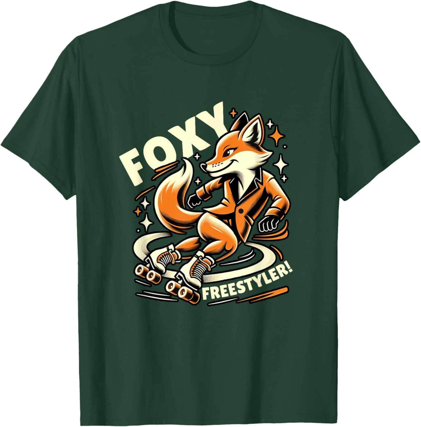 Foxy Freestyler Roller Skating Fox Retro Rollerblading T-Shirt - T-Shirt | Forest