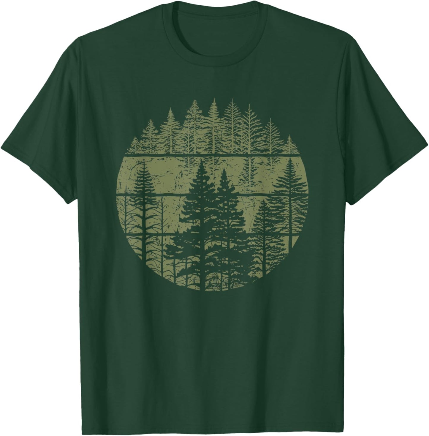Retro Forest Trees Outdoors Nature Women Men Vintage Graphic T-Shirt - T-Shirt | Forest