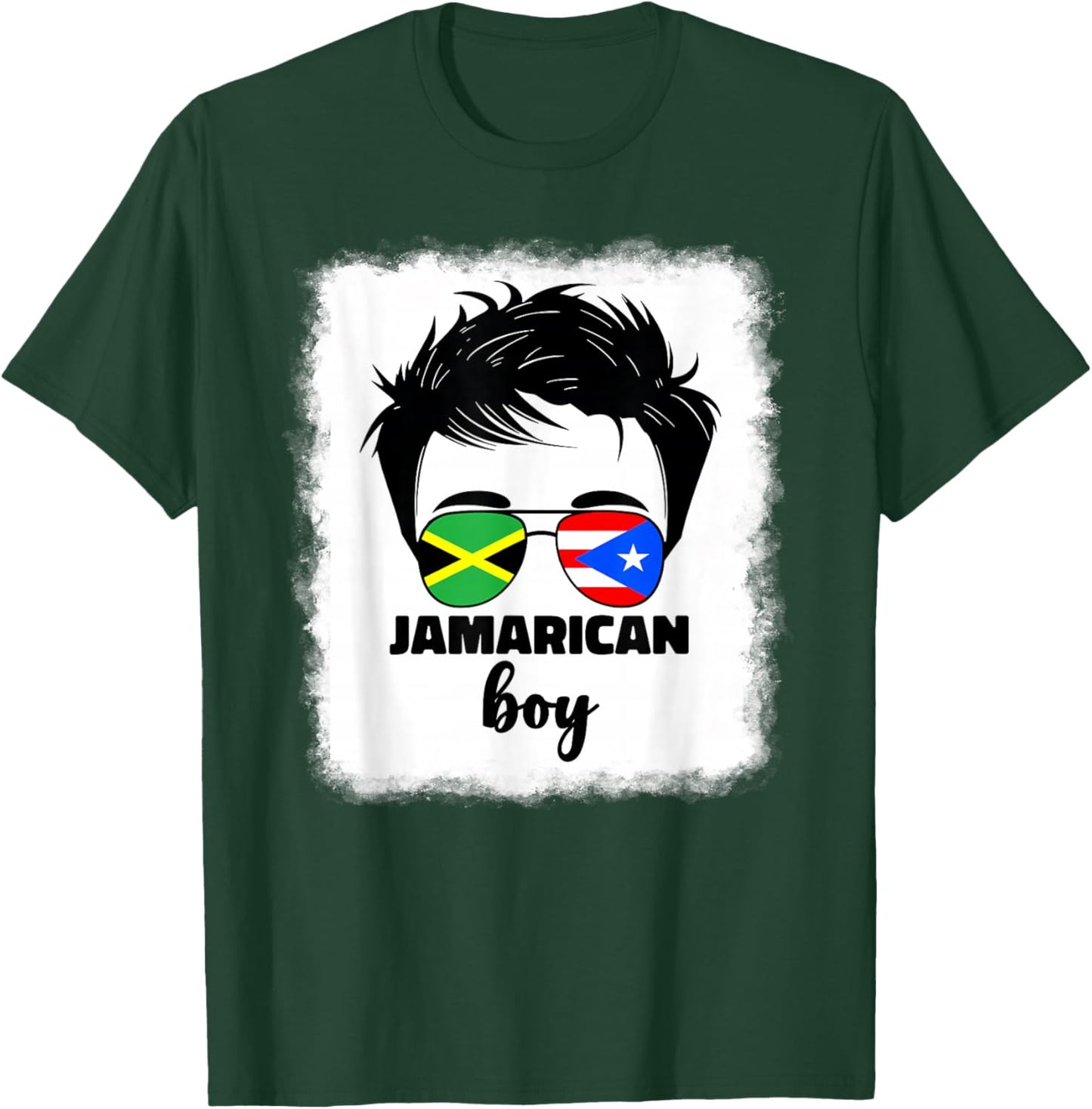 Half Jamaican And Puerto Rican Rico Jamaica Flag Kids Boys T-Shirt - T-Shirt | Forest