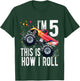 Kids 5 Year Old Shirt 5th Birthday Boy Monster Truck Car T-Shirt - T-Shirt | Forest