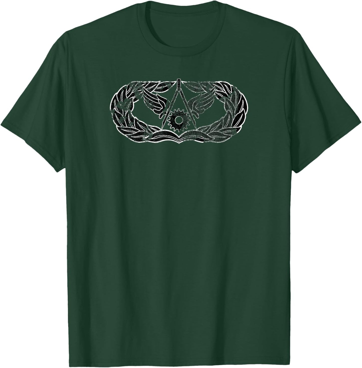 Distressed Air Force Civil Engineer Badge T-Shirt - T-Shirt | Forest