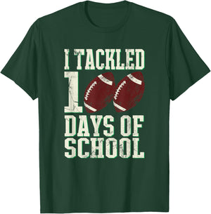 100 Days of Elementary School Gifts Shop I Tackled 100 Days Of School Football Theme T-Shirt - T-Shirt | Forest