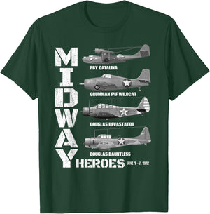 The Battle of Midway Plane Spotting American WW2 Planes T-Shirt - T-Shirt | Forest