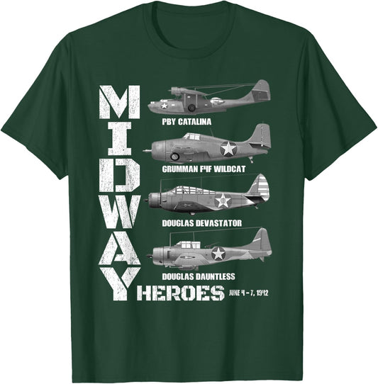 The Battle of Midway Plane Spotting American WW2 Planes T-Shirt - T-Shirt | Forest
