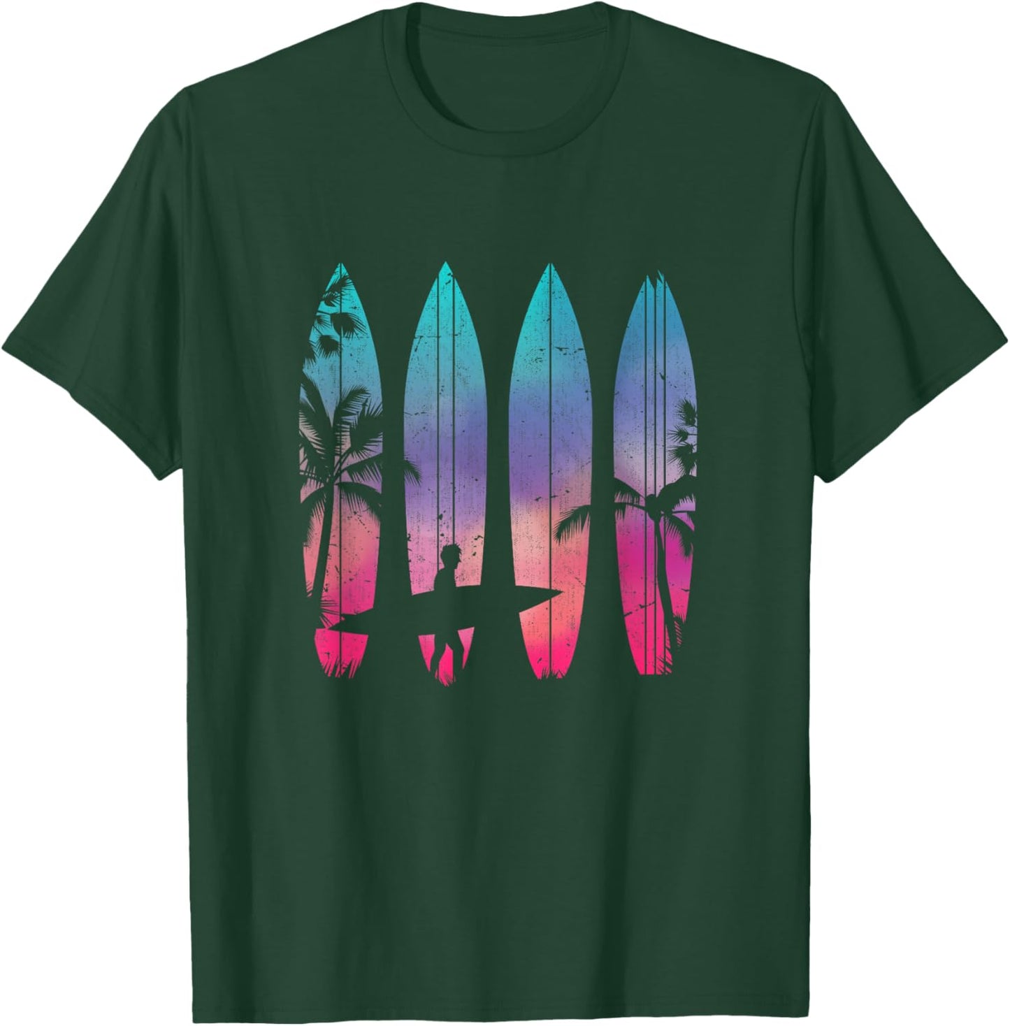 Tropical Beach Surf Surfboard Surfing Surfer Ocean Surfing T-Shirt - T-Shirt | Forest