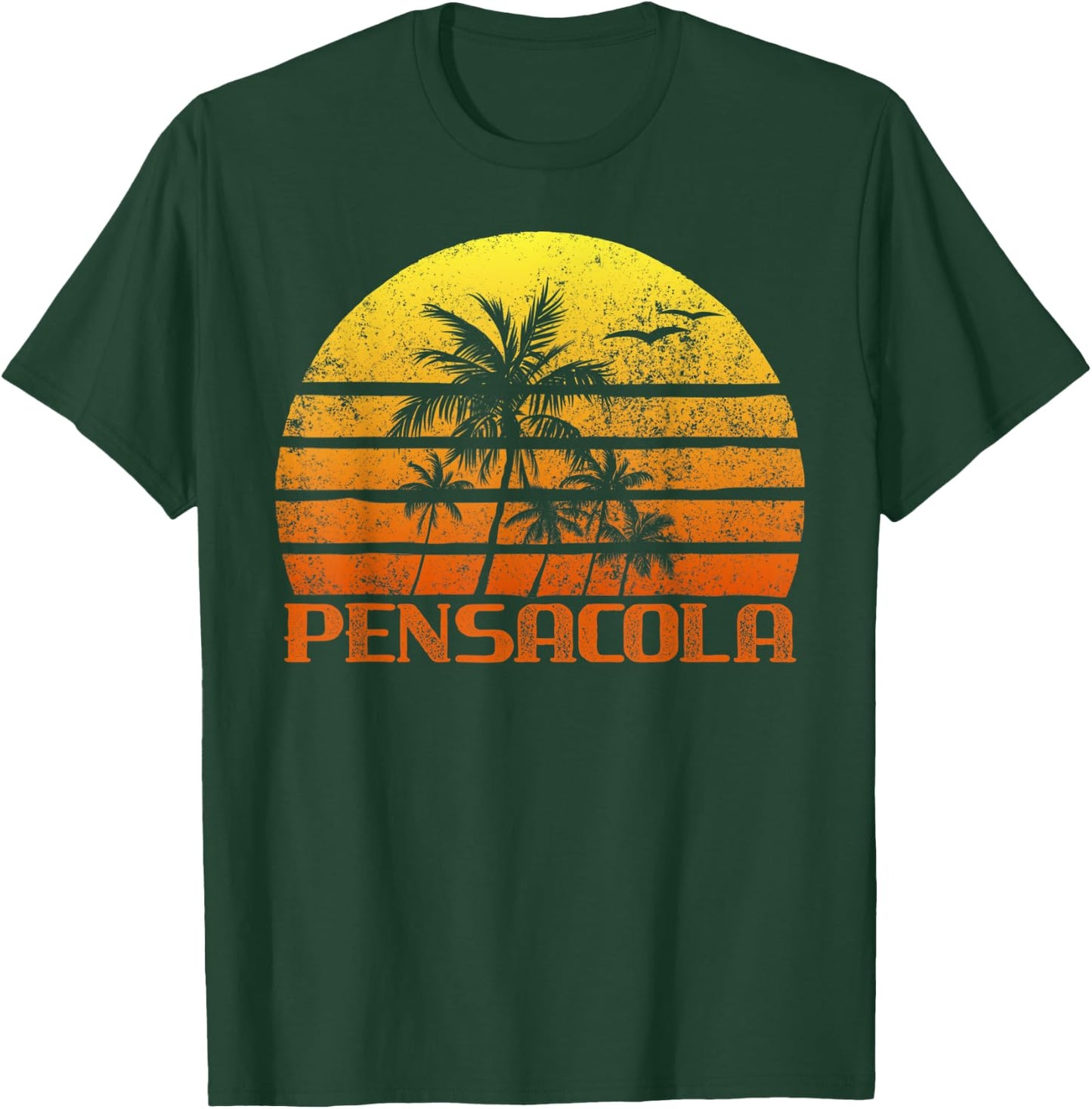 Vintage Retro Beach Vacation Pensacola FL Sunset Men Women T-Shirt - T-Shirt | Forest