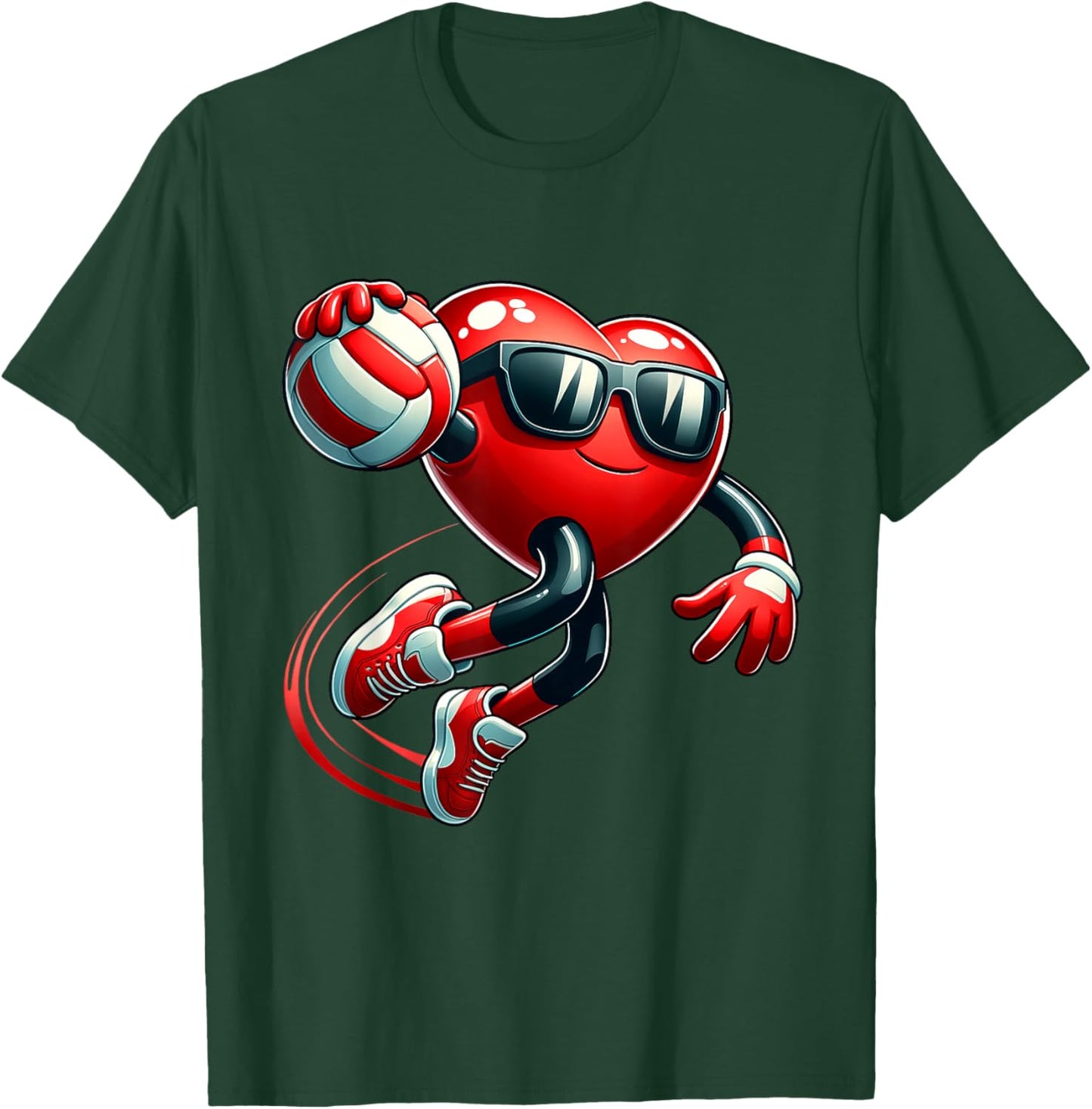 Funny Heart Playing Volleyball Valentines Day Boys Kids T-Shirt - T-Shirt | Forest