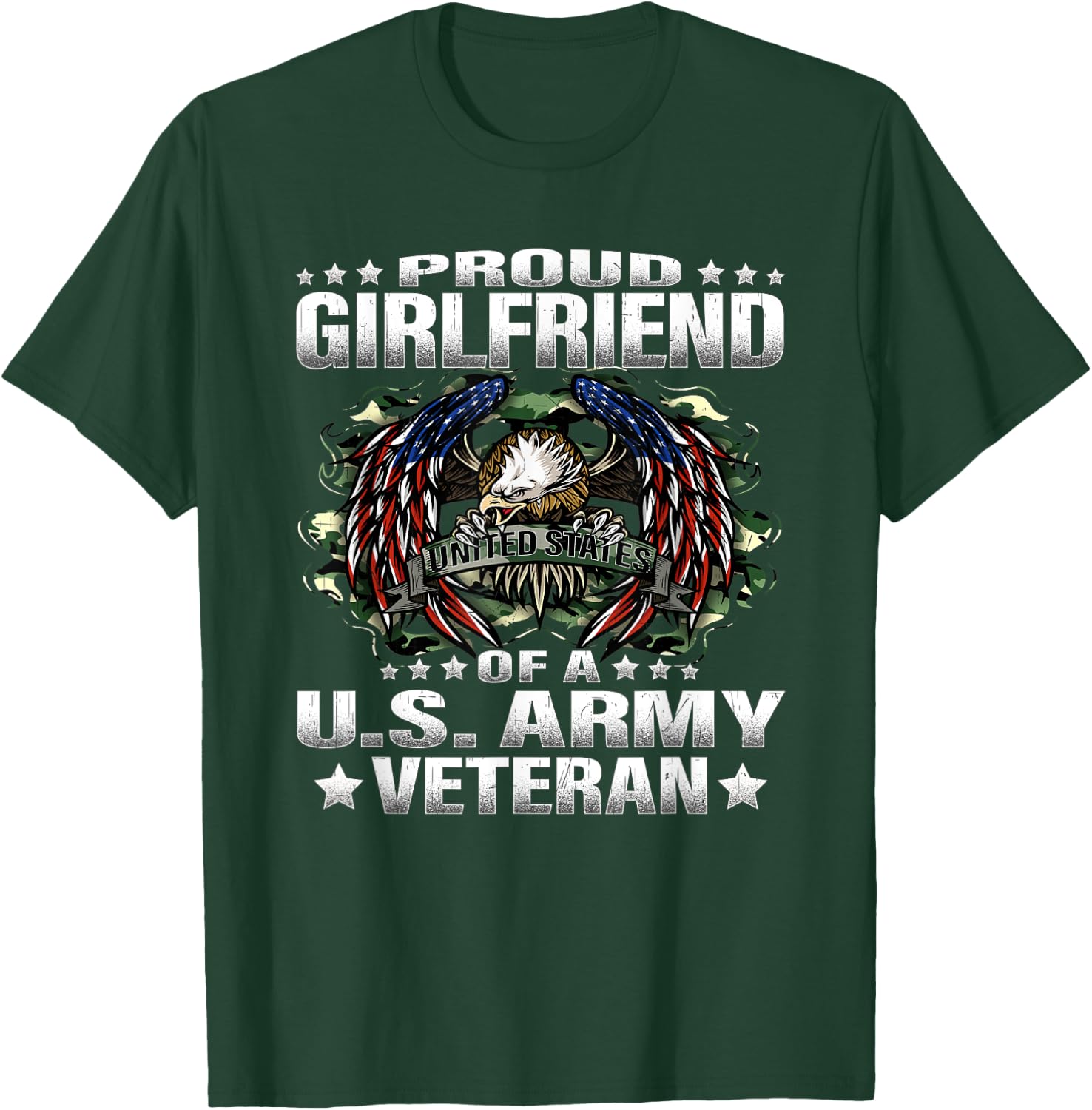 Proud Girlfriend Of A US Army Veteran Vet's Lover Gift T-Shirt - T-Shirt | Forest