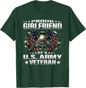 Proud Girlfriend Of A US Army Veteran Vet's Lover Gift T-Shirt - T-Shirt | Forest