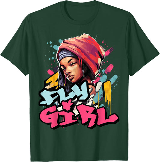 Fly Girl 80s 90s Old School B-Girl Hip Hop Girls T-Shirt - T-Shirt | Forest