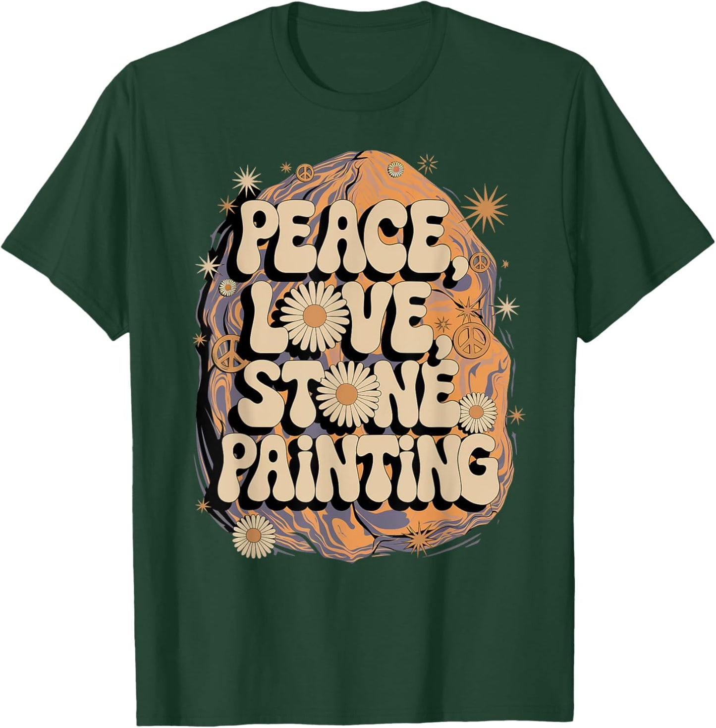 Stone Painter Peinture sur pierre style hippie rétro années 60 70 T-Shirt - T-Shirt | Forest