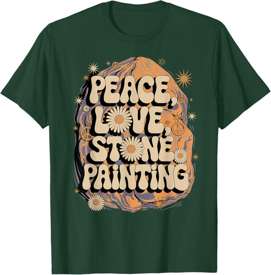 Stone Painter Peinture sur pierre style hippie rétro années 60 70 T-Shirt - T-Shirt | Forest