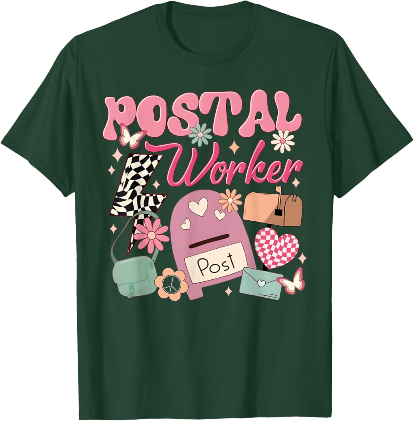 Funny Retro Postal Worker Post Office Delivery Mailman Life , Small, Black T-Shirt - T-Shirt | Forest