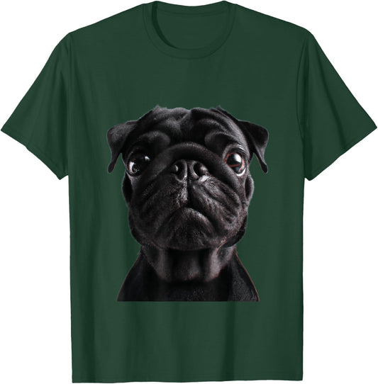 Pug Face for Dog Mom Dad Dad Funny Cute Black Pug Women Kids T-Shirt - T-Shirt | Forest