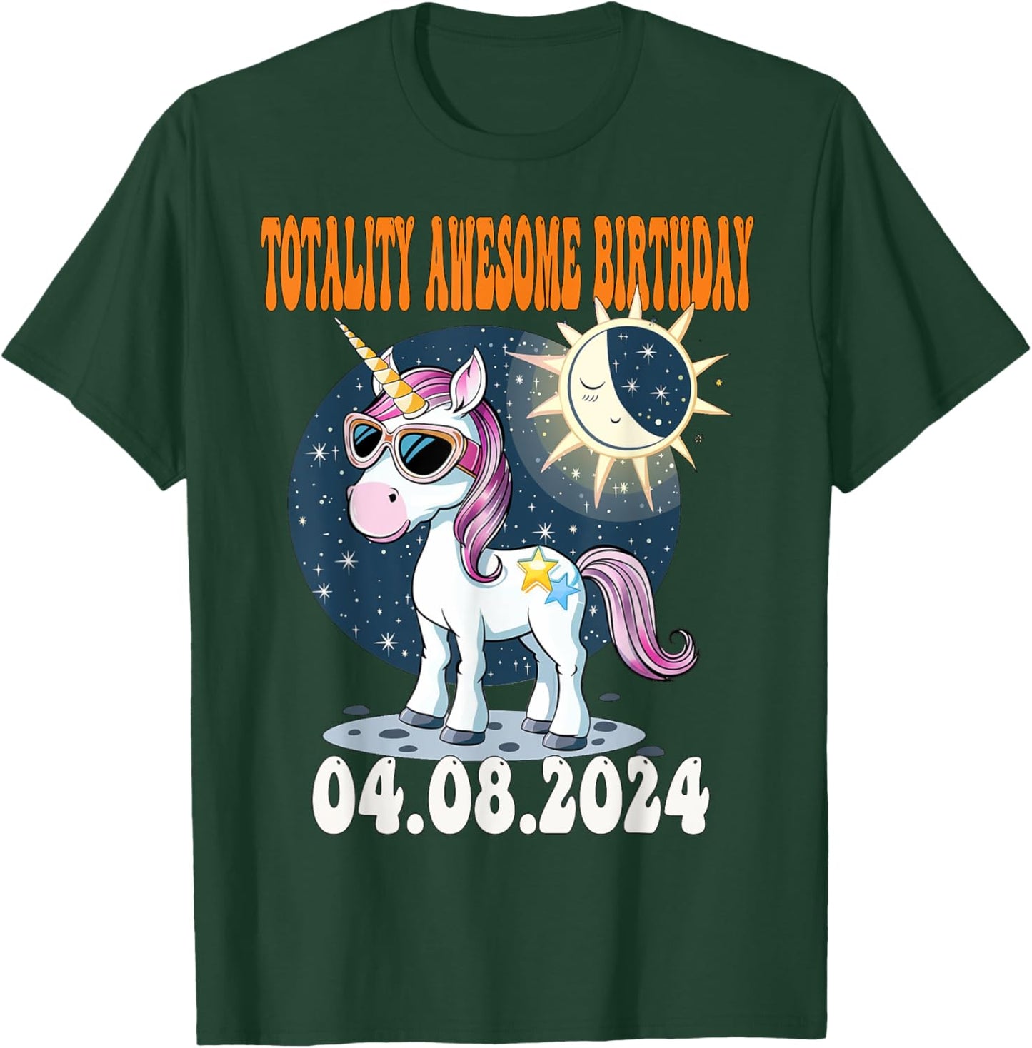 Totality Solar Eclipse Awesome Birthday UNICORN April 8 2024 T-Shirt - T-Shirt | Forest