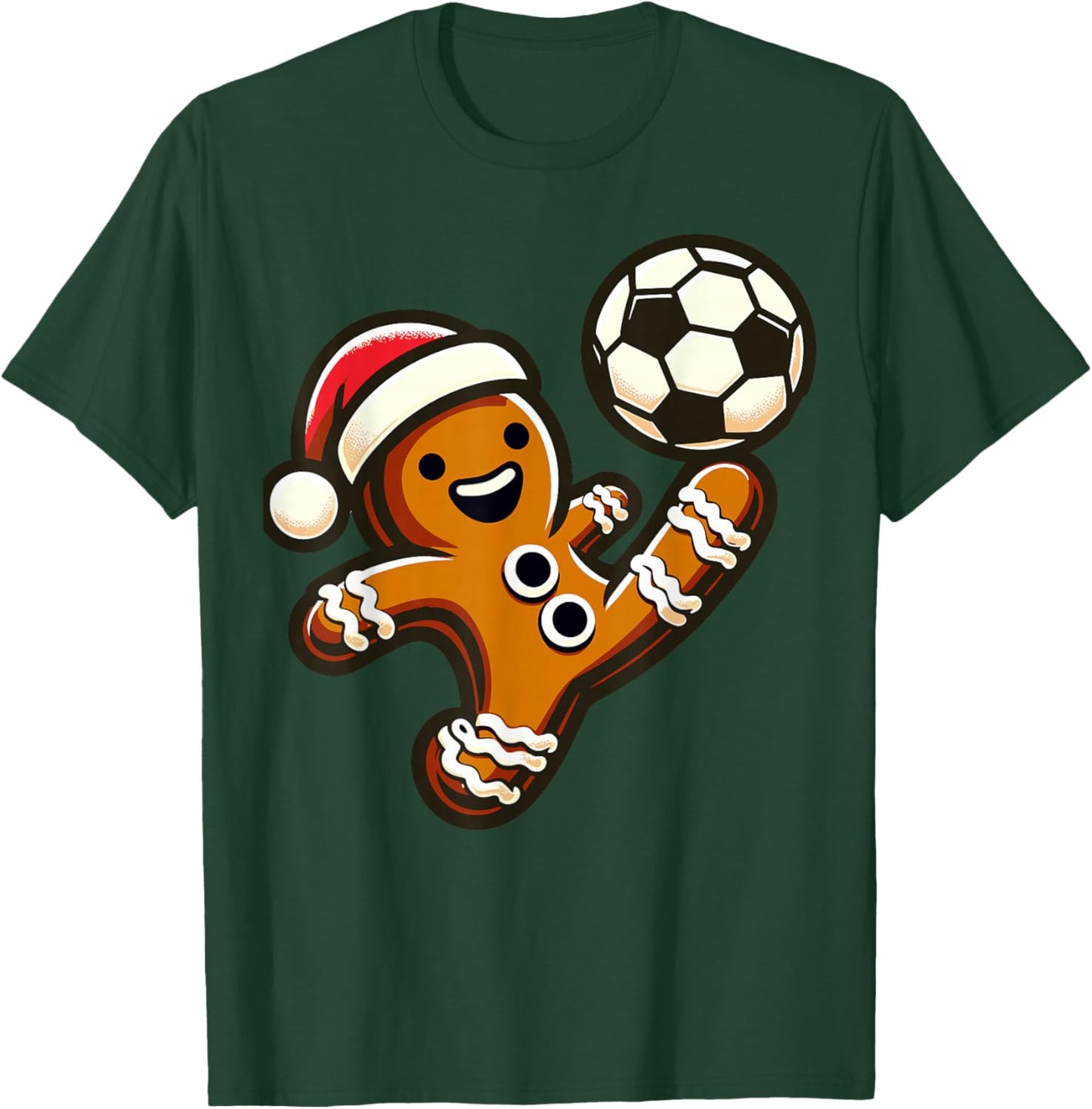 Gingerbread Play Football Bicycle Kick, Cookie Christmas T-Shirt - T-Shirt | Forest