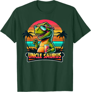 Uncle Saurus Rex Dinosaur Sunset Retro Style Family Matching T-Shirt - T-Shirt | Forest