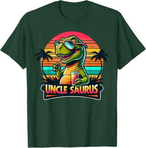 Uncle Saurus Rex Dinosaur Sunset Retro Style Family Matching