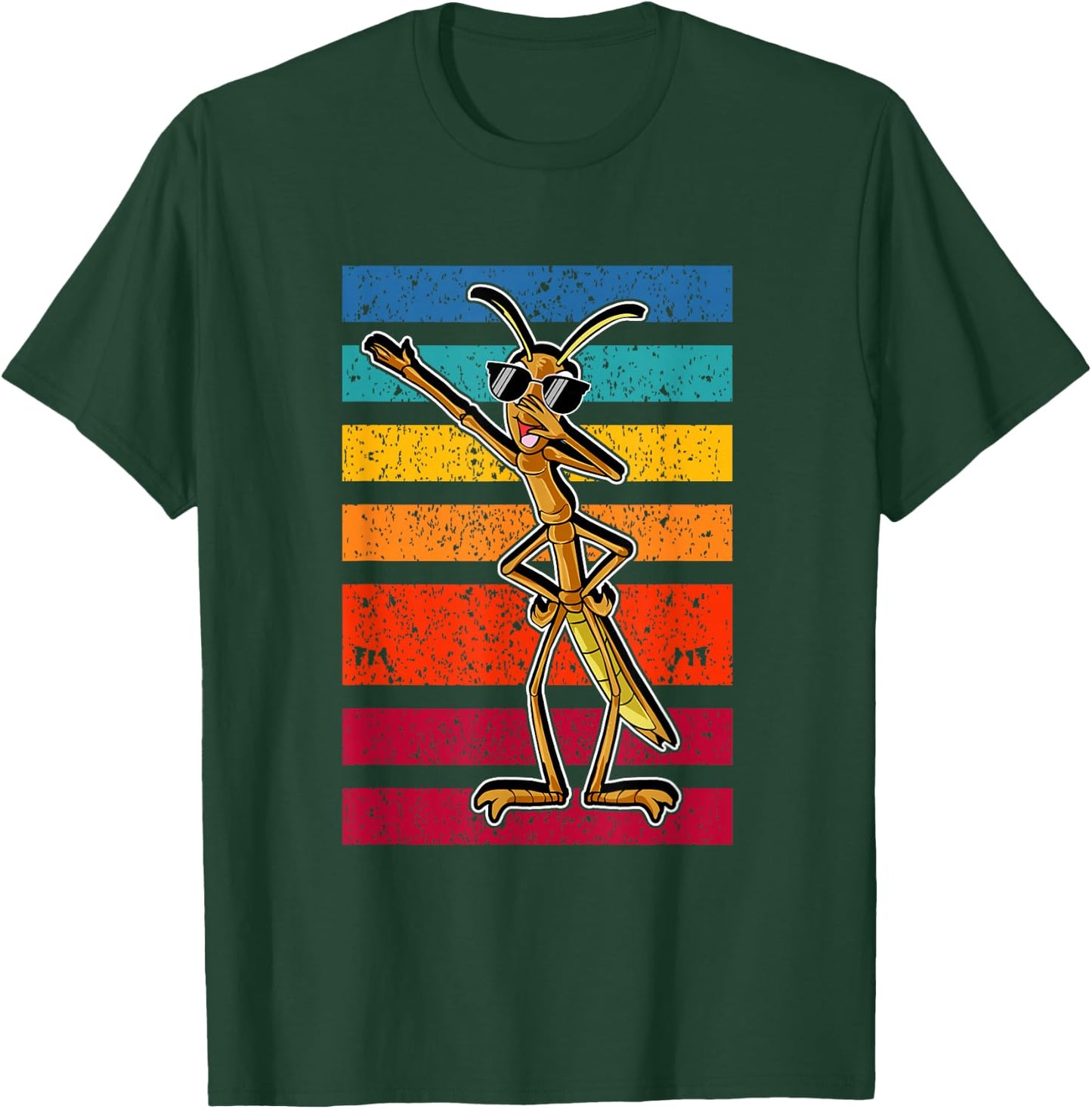 Dabbing Stick Bug Funny Insect Dancing Retro Style Humor T-Shirt - T-Shirt | Forest