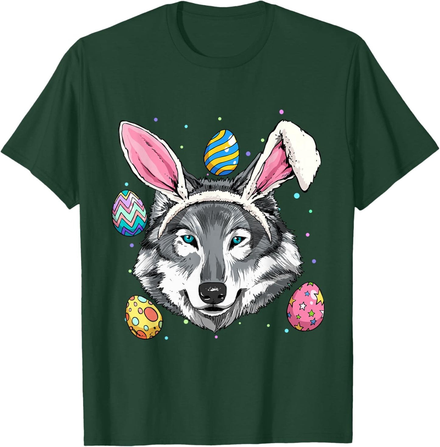 Easter Bunny Wolf Funny Easter Wolf T-Shirt - T-Shirt | Forest