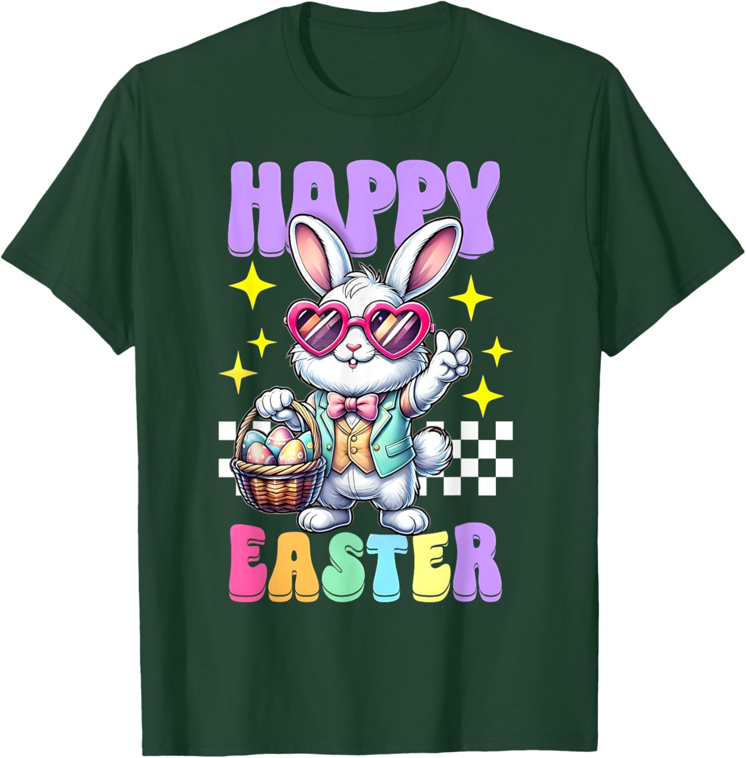 Happy Easter Bunny Rabbit Easter Day 2025 Women Boys Girls T-Shirt - T-Shirt | Forest