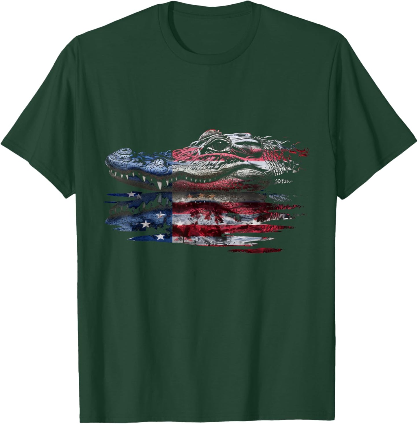 Alligator American Flag Gator Hunter Reptile Patriotic T-Shirt - T-Shirt | Forest