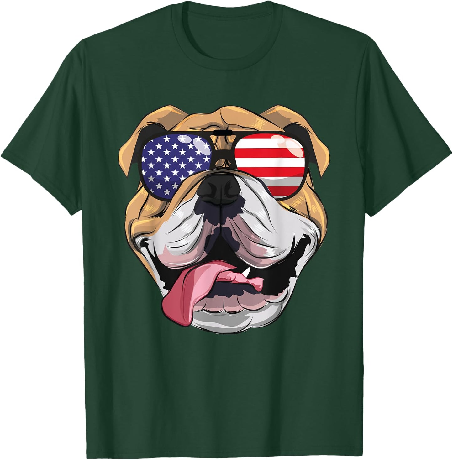 English Bulldog 4th Of July American Sunglasses USA Boys Men T-Shirt - T-Shirt | Forest