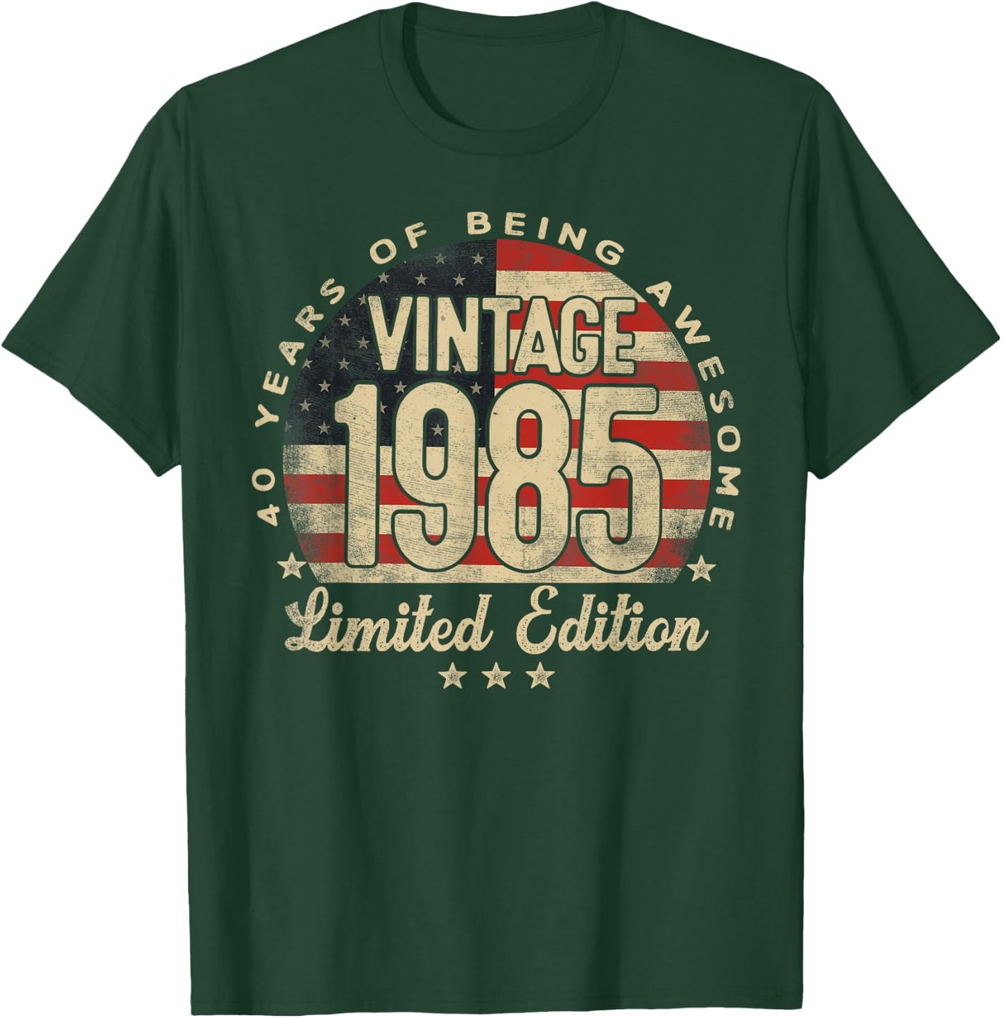 Vintage 1985 Limited Edition 40-Year-Old Gifts USA Flag T-Shirt - T-Shirt | Forest