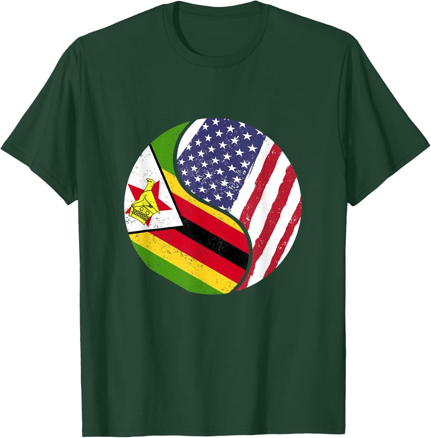 United States Yin And Yang - US Flag Zimbabwe T-Shirt - T-Shirt | Forest