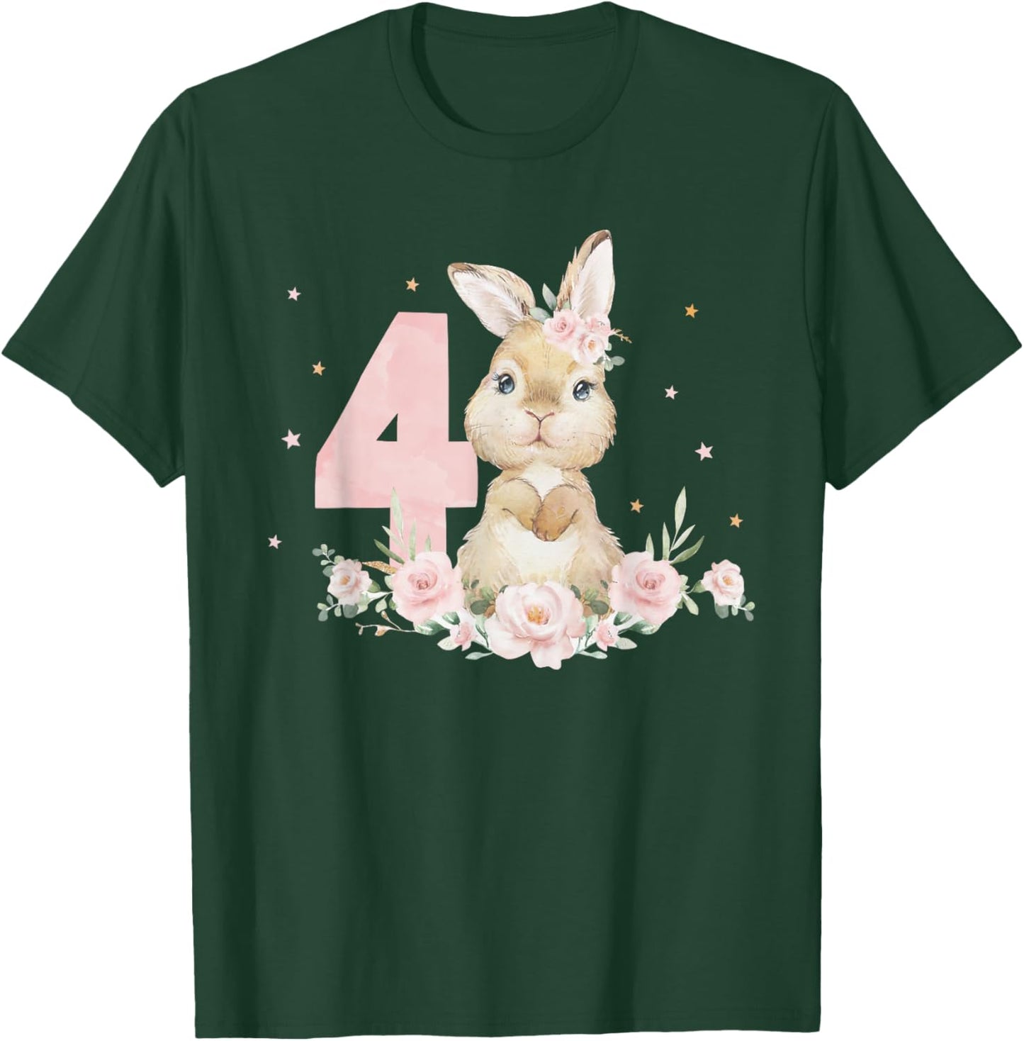 Adorable Rabbit Bunny 4th Birthday Outfit Girl 4 Year Old T-Shirt - T-Shirt | Forest