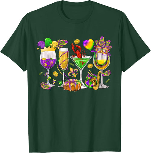 Mardi Gras Glass Of Wine Funny Drinking Wine Festival Parade