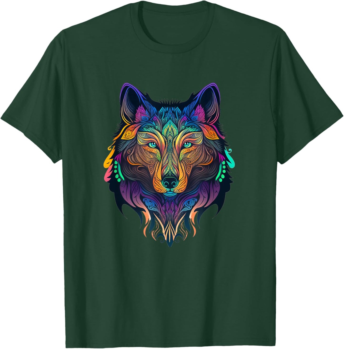 Wolf Lover Shirt Amazing Color Tribal Animal Face Wolf T-Shirt - T-Shirt | Forest