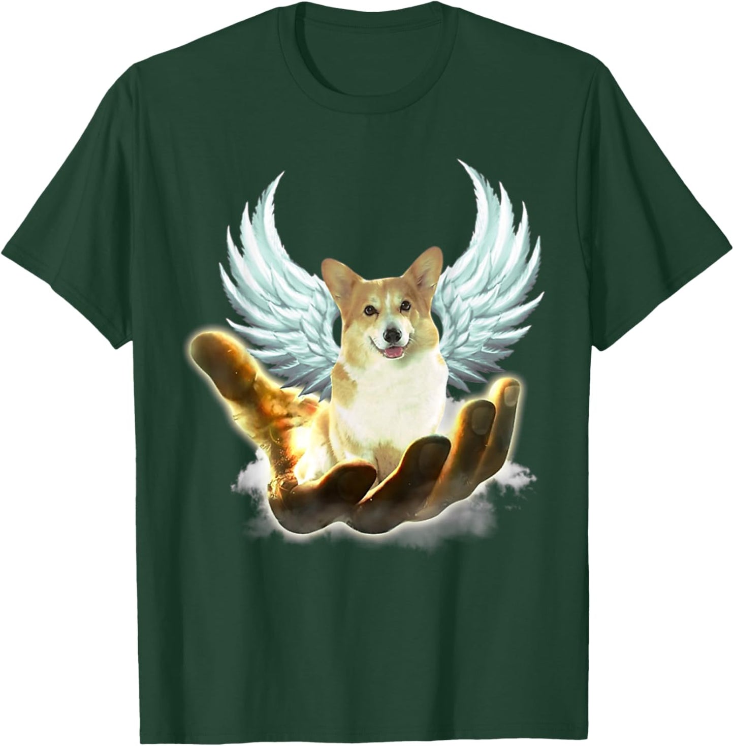 Angel Corgi Golden Hand Heaven Wings God T-Shirt - T-Shirt | Forest