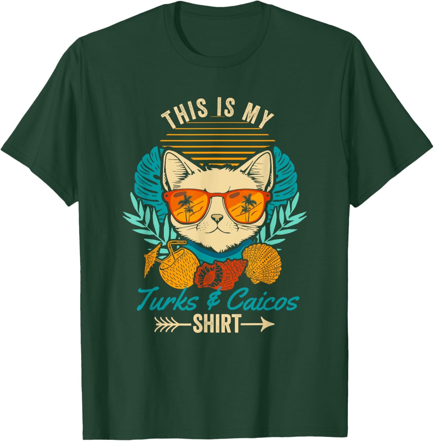 This is my Turks and Caicos Shirt Retro Cat Summer Vacation Men Women T-Shirt - T-Shirt | Forest