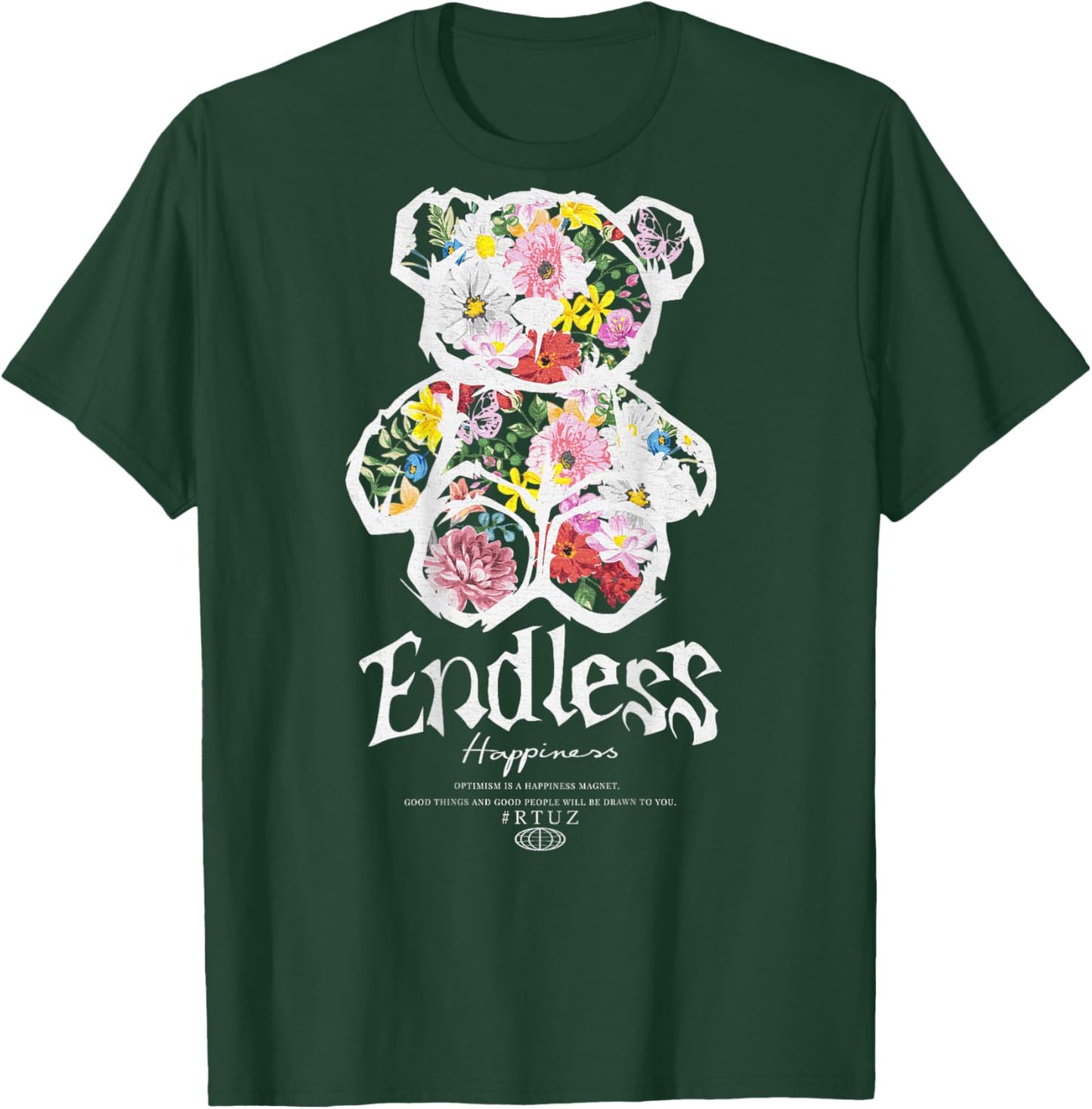 Hip Hop Vintage Edgy Urban Y2K Back Print Streetwear Teddy T-Shirt - T-Shirt | Forest