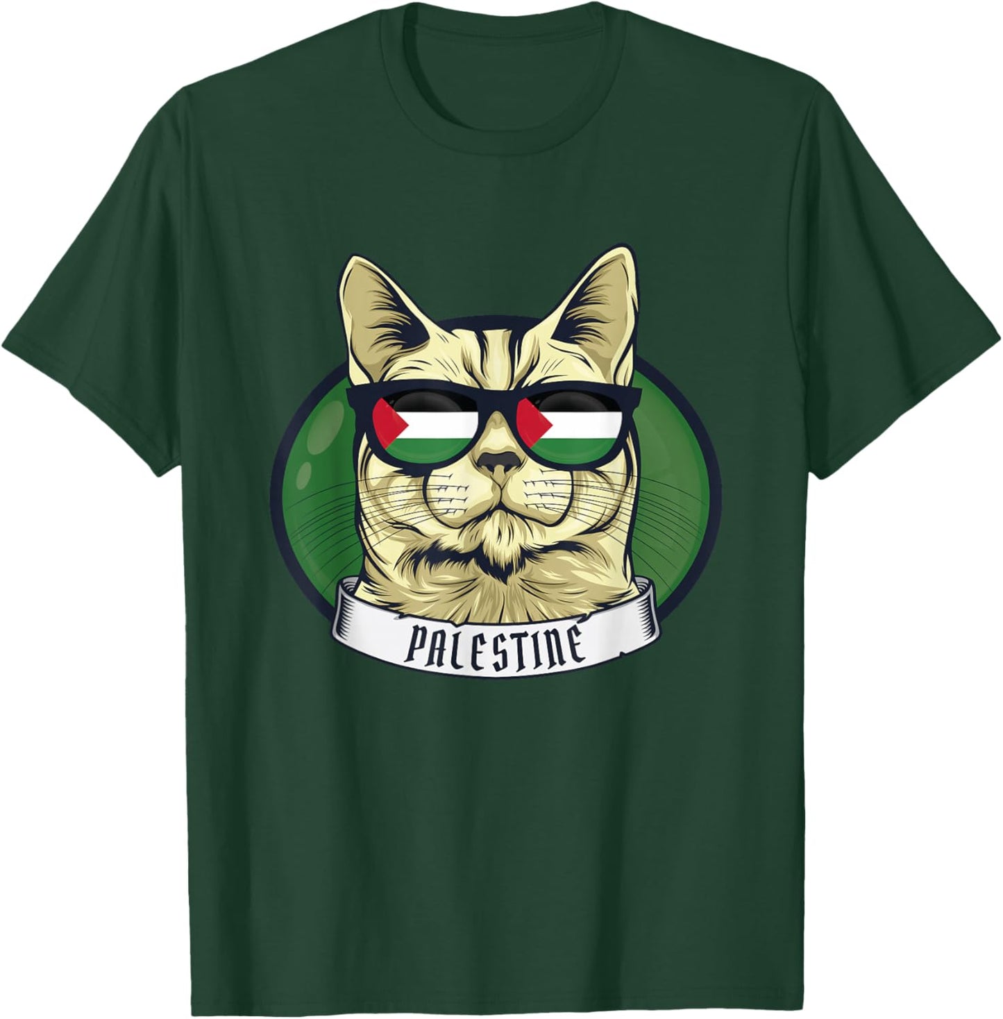 Free Palestine Flag Palestinian Cat Gaza T-Shirt - T-Shirt | Forest